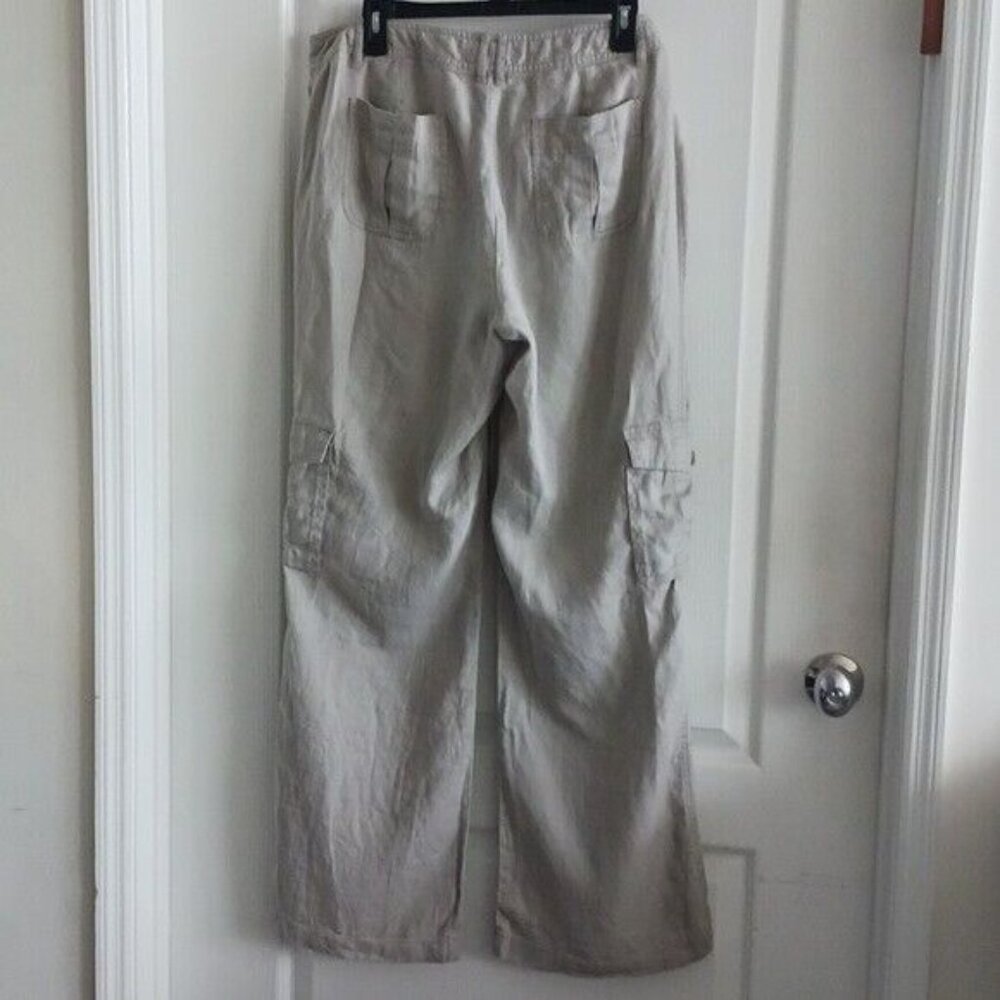 INC International Concept 100% Linen Grey Straight Leg Cargo Pants 12 - Picture 8 of 16